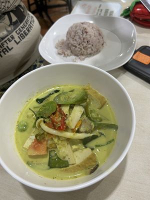 Spicy green curry was excellent  at Happy Vegan - สุขใจมังสวิรัติ in Bangkok