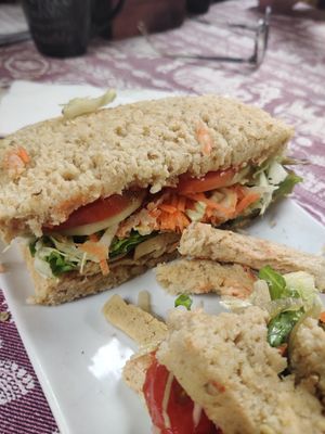Tofu sandwich at Delilahs in Nong Khiaw
