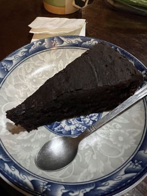 Vegan chocolate cake   at Delilahs in Nong Khiaw