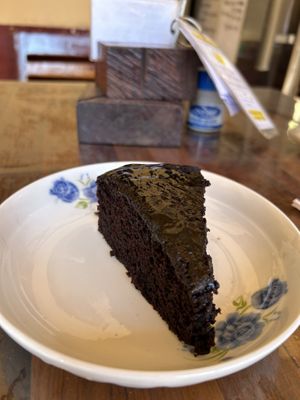 Vegan chocolate cake😍  at Delilahs in Nong Khiaw