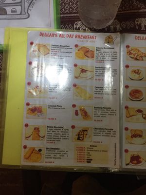 Menu at Delilahs in Nong Khiaw