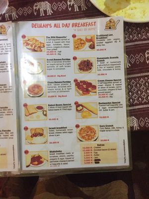 Menu at Delilahs in Nong Khiaw