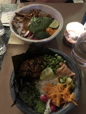 Hawaiian bowl and satay bowl :) at Winners Vegan Restaurant in Athens