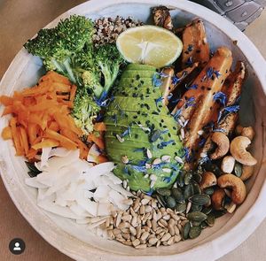 Satay protein bowl at Winners Vegan Restaurant in Athens