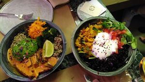 The two main dishes we got at Winners Vegan Restaurant in Athens