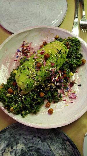 The amazing kale salad at Winners Vegan Restaurant in Athens