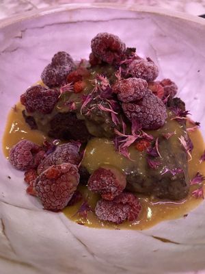 Brownie for dessert  at Winners Vegan Restaurant in Athens