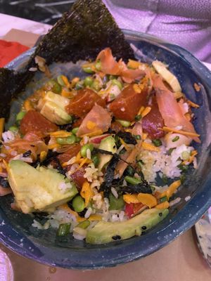 Hawaiian bowl (blurry photo but one of the best items we tried it was amazing!!) at Winners Vegan Restaurant in Athens