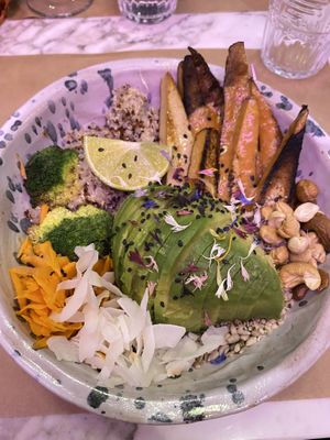 Protein bowl with the amazing housemade tofu at Winners Vegan Restaurant in Athens