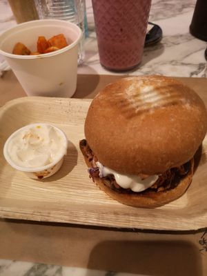 Jackfruit burger at Winners Vegan Restaurant in Athens