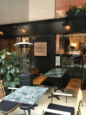 Winners restaurant inside the hotel at Winners Vegan Restaurant in Athens