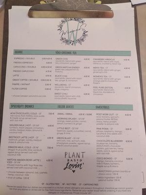 menu at Winners Vegan Restaurant in Athens