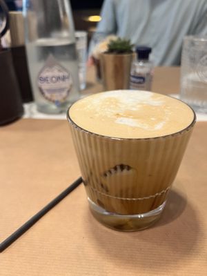 Oat milk cappuccino.  at Winners Vegan Restaurant in Athens