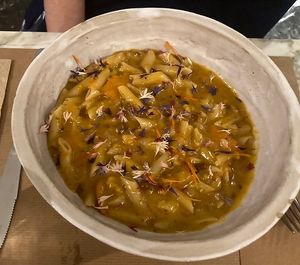 Pumpkin pasta at Winners Vegan Restaurant in Athens