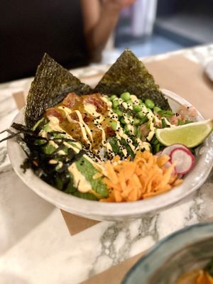Watermelon poke bowl  at Winners Vegan Restaurant in Athens