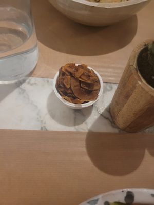 Coconut "bacon" at Winners Vegan Restaurant in Athens