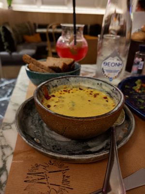 Special soup of the day (it was something with curry and coconut milk) at Winners Vegan Restaurant in Athens