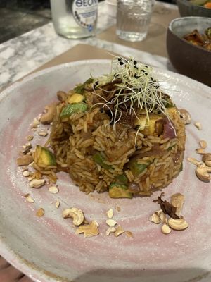 Indonesian rice dish   at Winners Vegan Restaurant in Athens