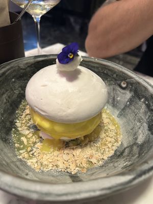 Lemon meringue dessert  at Winners Vegan Restaurant in Athens