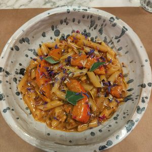 Pumpkin and blue cheez pasta at Winners Vegan Restaurant in Athens