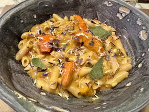 Pumpkin pasta  at Winners Vegan Restaurant in Athens