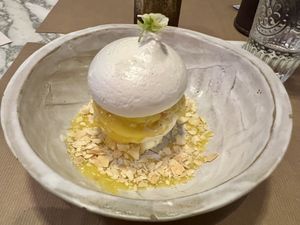 Lemon dessertt  at Winners Vegan Restaurant in Athens
