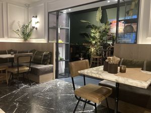 Back of restaurant   at Winners Vegan Restaurant in Athens