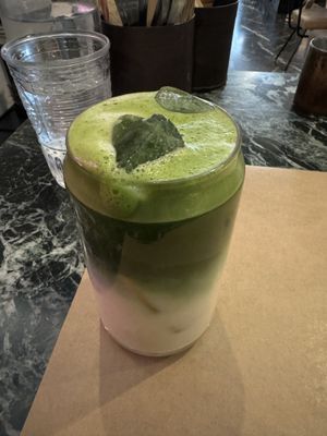 Vanilla Matcha Lattee  at Winners Vegan Restaurant in Athens