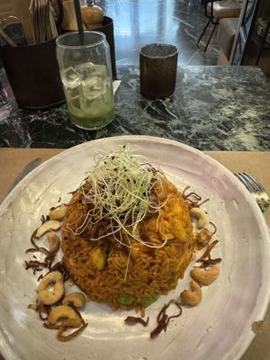 Indonesian plate  at Winners Vegan Restaurant in Athens