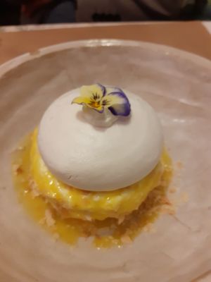 Delicious lemon pavlova.  at Winners Vegan Restaurant in Athens