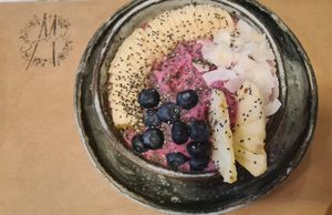 Red dragon bowl at Winners Vegan Restaurant in Athens