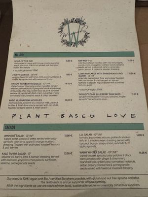 Food Menu 1/2 at Winners Vegan Restaurant in Athens