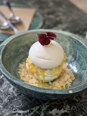 Lemon pavlova  at Winners Vegan Restaurant in Athens