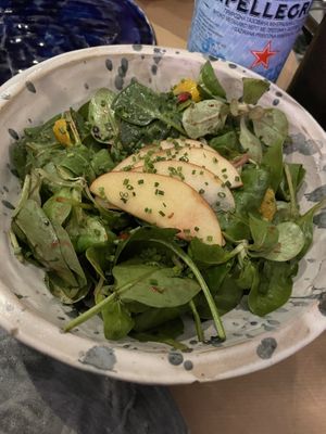 Winners salad - spinach, orange, apple, goji berries. Great and fresh saladd  at Winners Vegan Restaurant in Athens