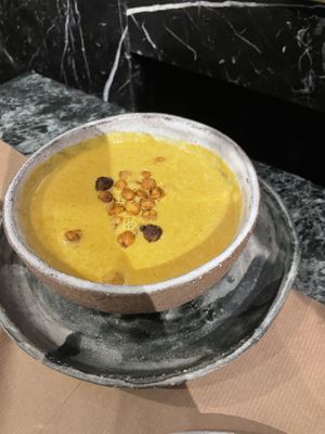 Banana soup! Was very surprising  at Winners Vegan Restaurant in Athens