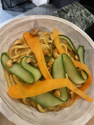 Curry noodles   at Winners Vegan Restaurant in Athens