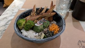 High protein bowl at Winners Vegan Restaurant in Athens