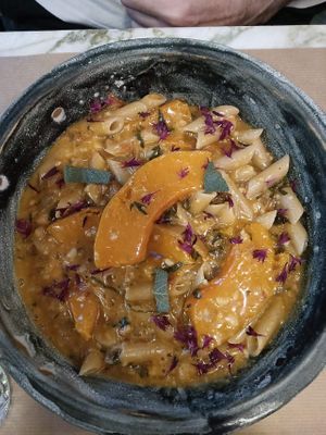 Pumpkin pasta. at Winners Vegan Restaurant in Athens