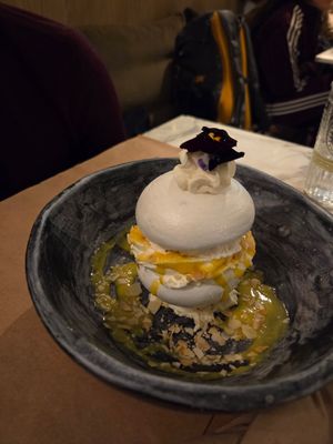 Vegan (!!!) Pavlova with lemon curd at Winners Vegan Restaurant in Athens
