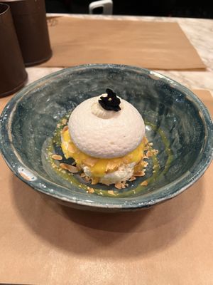 Pavlova with lemon sauce  at Winners Vegan Restaurant in Athens