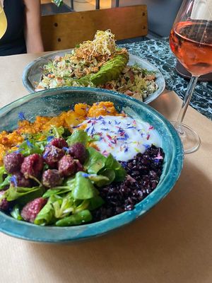 Turmeric Curry and the L.A. Salad at Winners Vegan Restaurant in Athens