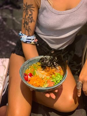 Hawaian bowl at Winners Vegan Restaurant in Athens