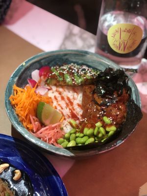 Hawaiian poke bow with watermelon tuna at Winners Vegan Restaurant in Athens