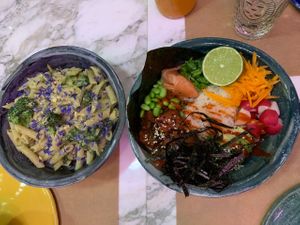 “Pasta & Sushi Bowl” at Winners Vegan Restaurant in Athens