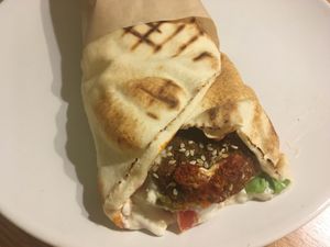 Spicy falafel wrap  at To Revithi Falafel Bar in Athens