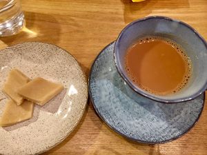 Chai and vegan dessert at Indu in Yokohama