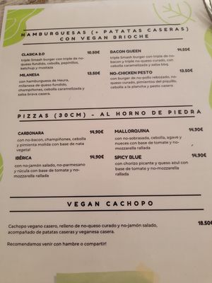 Menue at El Jardi in Mataro