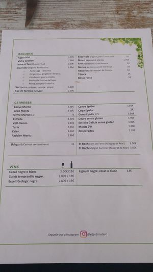 Carta actualizada 14-06-2020 at El Jardi in Mataro