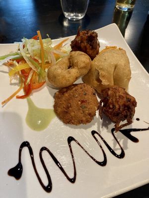 Vegetarian starter platter at Coconut Lagoon in York