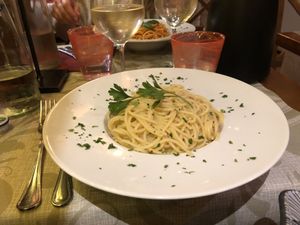 I always love aglio e olio, but this was sooo good. Was too busy to take a pic of the starter.  at Al Corner in Venice